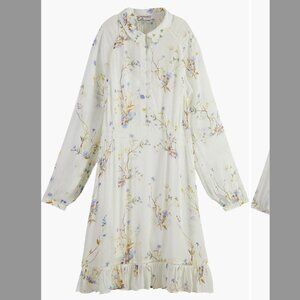 Scotch & Soda Cream Bishop Sleeve Midi Sundress